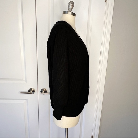 Aritzia BabatonBespoke Black Cardigan Ribbed Size Small Wool Linen Blend - Picture 3 of 6